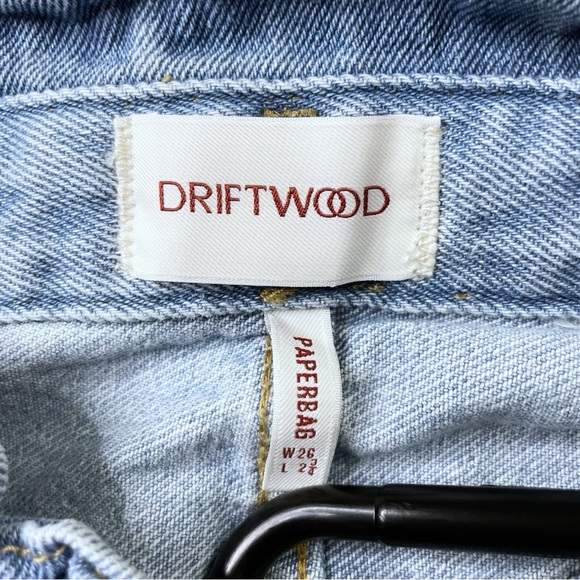 Driftwood Floral Embroidered Paperbag Blue High Waisted Denim Shorts - Picture 4 of 8